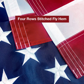 SolarStar 3x5 flag close-up shows sturdy embroidery and fabric texture.