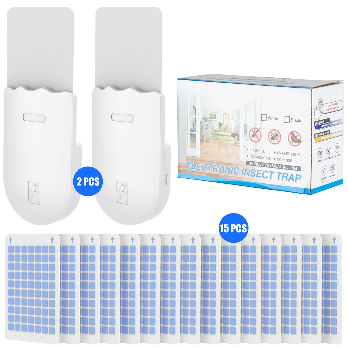 Solarush indoor UV fly trap compact design fits tables, countertops, and shelves.