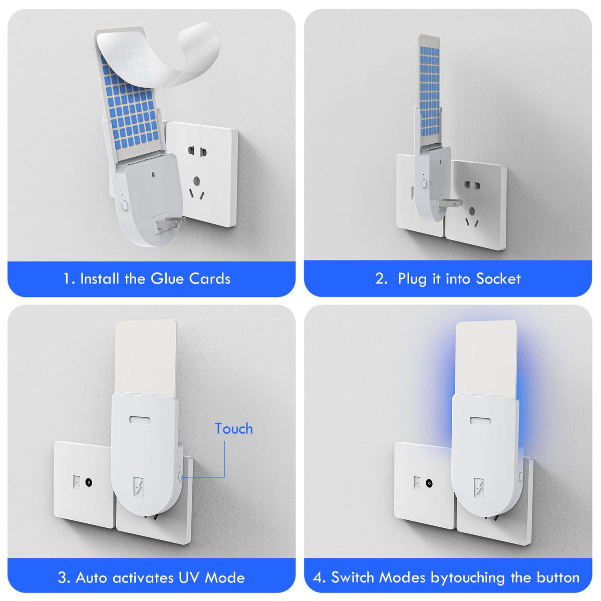 Solarush indoor UV fly trap night light on displays soft ambient glow while trapping pests.