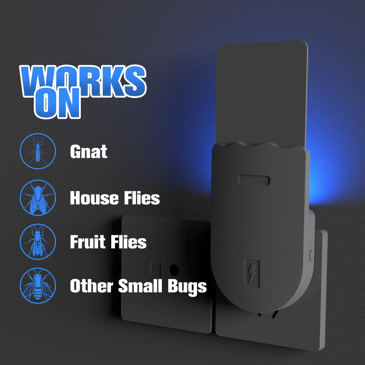 Solarush indoor UV fly trap side view highlights compact design for small spaces.