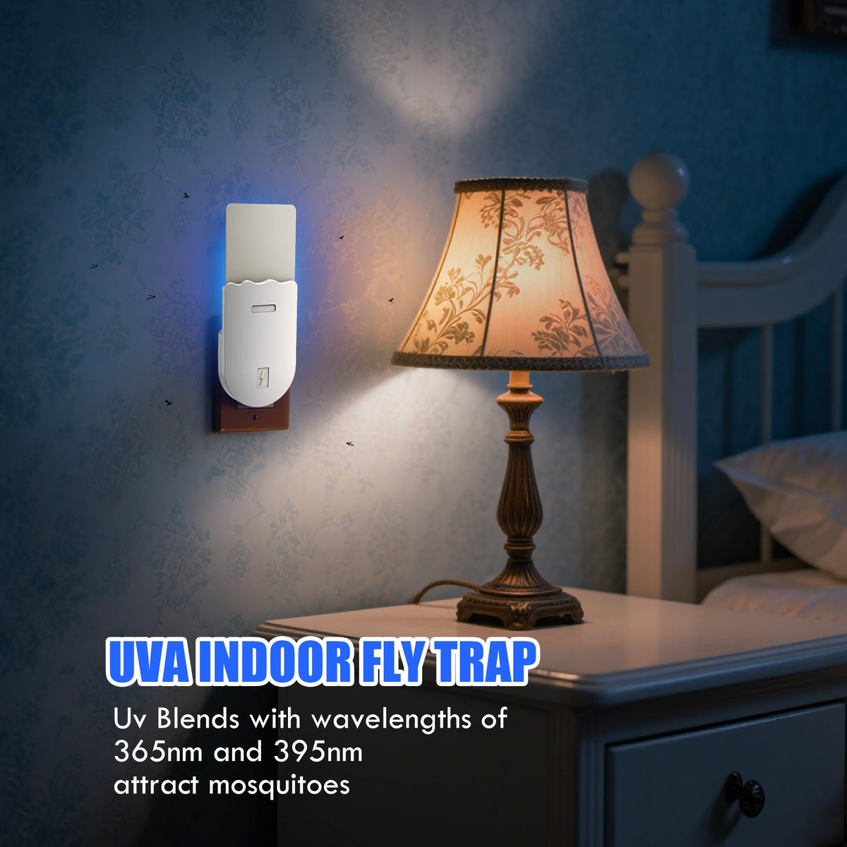 Solarush indoor UV fly trap top view shows discreet operation in living areas.