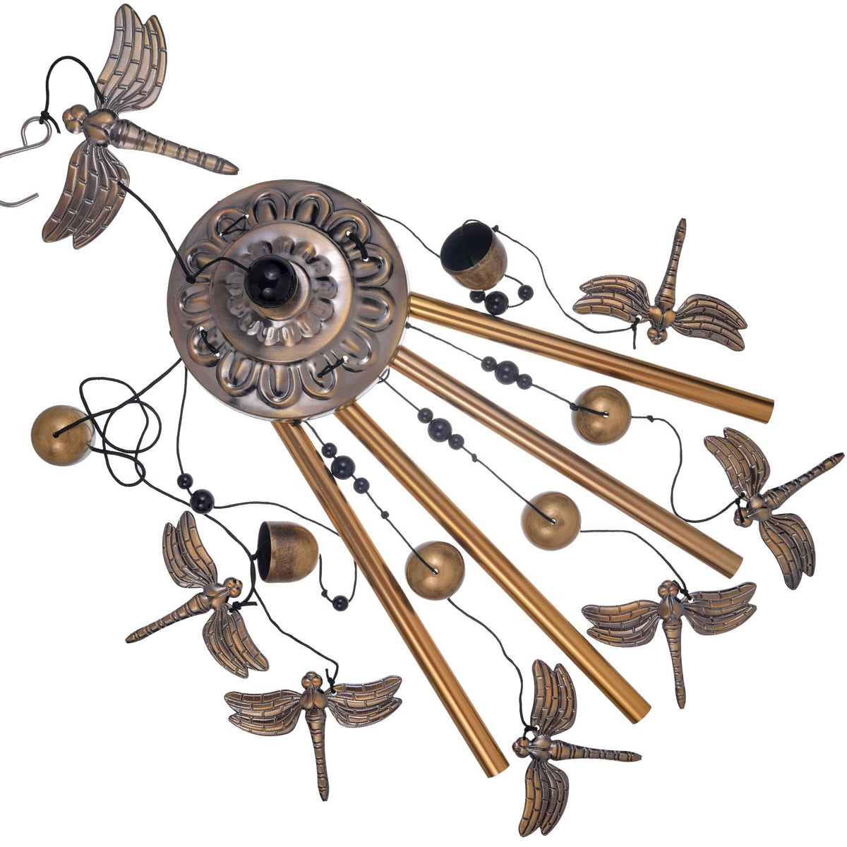 Solawindchime bronze dragonfly wind catcher sways softly, inviting peaceful garden sounds.