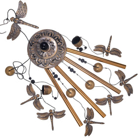 Solawindchime bronze dragonfly wind catcher sways softly, inviting peaceful garden sounds.