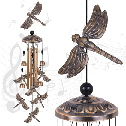 Solawindchime bronze dragonfly wind chimes add rustic charm and soothing ambience.