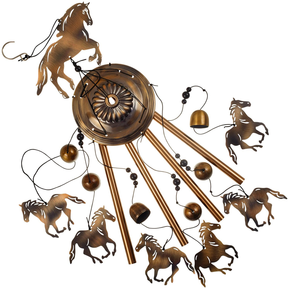 Solawindchime bronze horses wind chimes on balcony for ambient sound