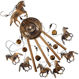 Solawindchime bronze horses wind chimes on balcony for ambient sound