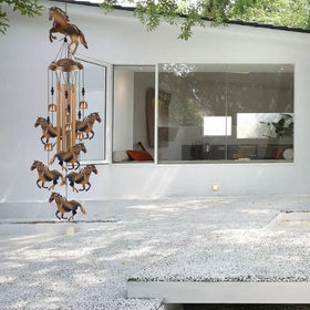 Solawindchime bronze horses wind chimes on patio adds ambience and charm
