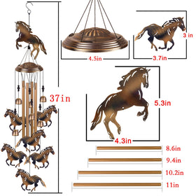 Solawindchime bronze horses wind chimes in yard as decorative focal point