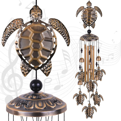 Solawindchime bronze sea turtle wind chime for garden adds rustic charm and soothing tones.