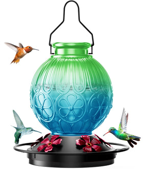 Solawngarden 26oz hummingbird feeder outdoors with five feeding stations for multiple birds.