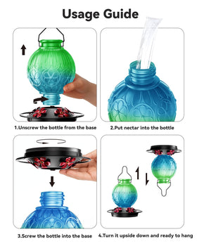 Solawngarden clear glass design lets you check nectar levels at a glance.
