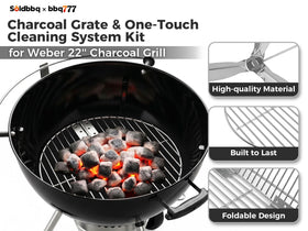 SoldBBQ Weber kettle compatibility diagram shows a precise fit for 22-inch models.