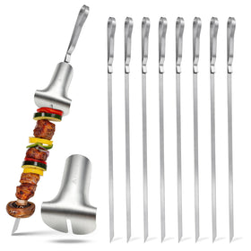 SOLEADER 17 inch stainless steel skewers with a pusher handle for effortless serving