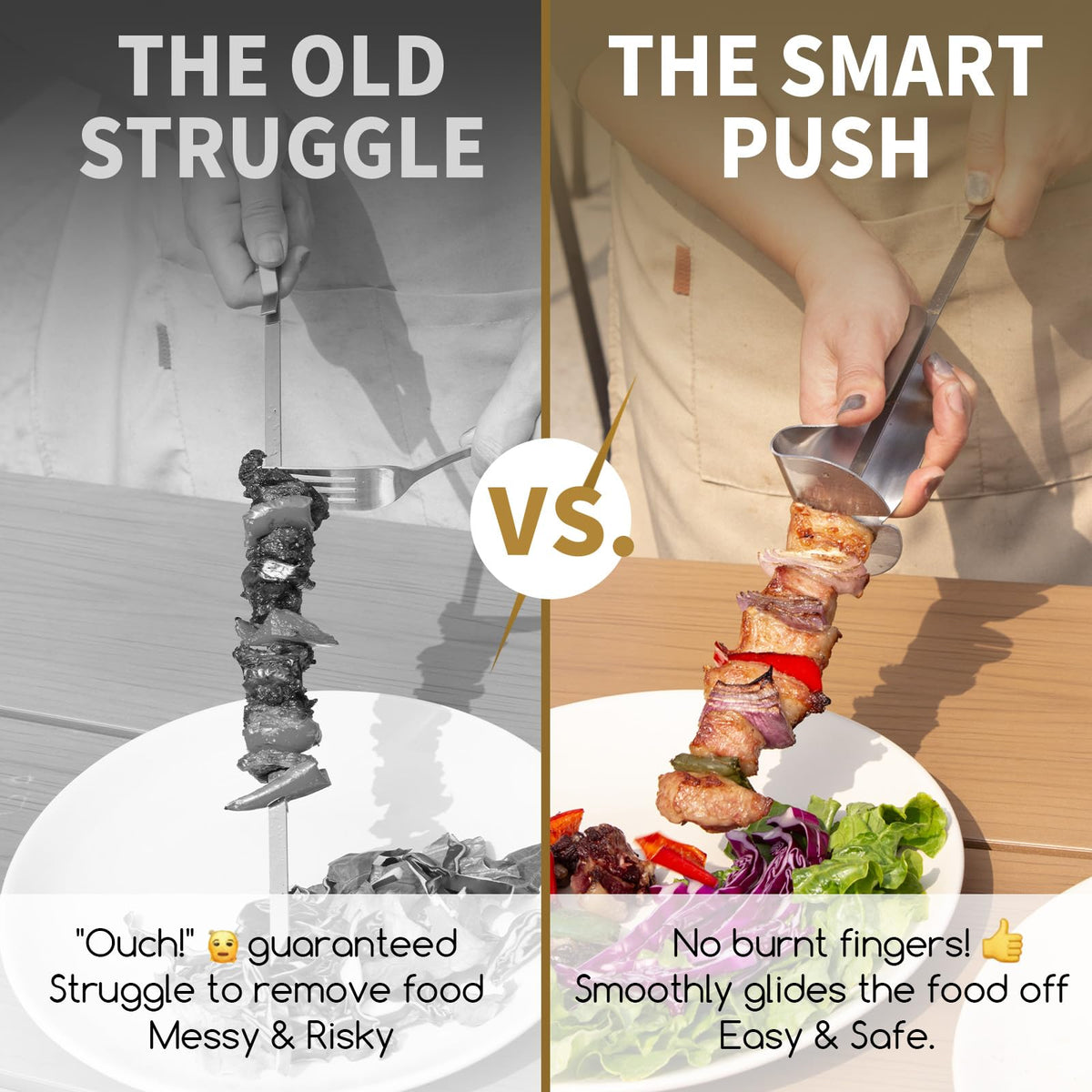 SOLEADER 304 stainless steel skewers prevent rust and flavor transfer