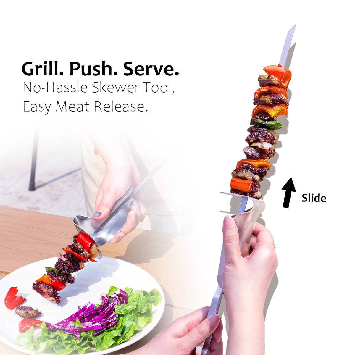 SOLEADER 17 inch skewers maximize grill space for larger batches
