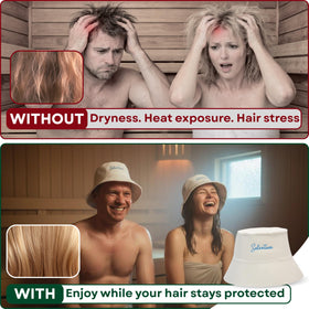 SOLENTUM Premium Sauna Hat side view highlights breathable construction and secure fit