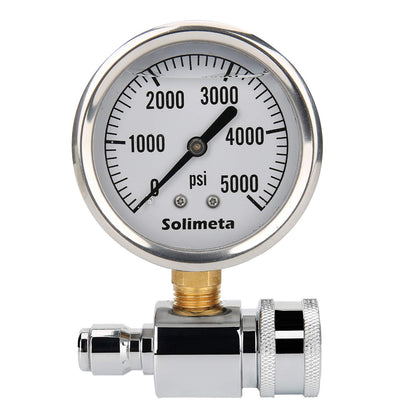 Solimeta pressure gauge with a 2-1/2-inch dial for clear readings.
