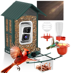 SOLIOM bird feeder camera offers clear 2K live view of visiting birds.