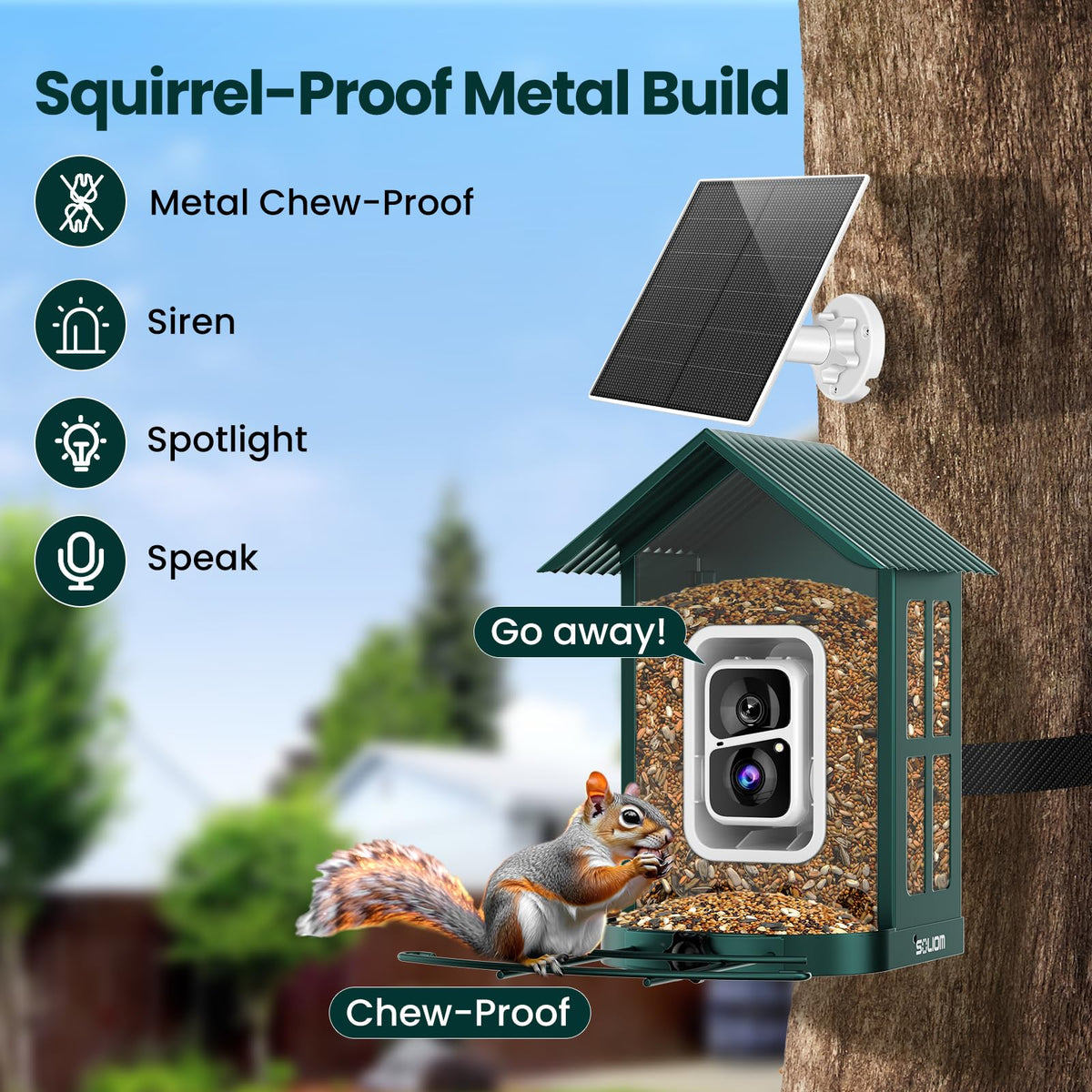 SOLIOM solar-roof powered feeder maintains recording through daylight.