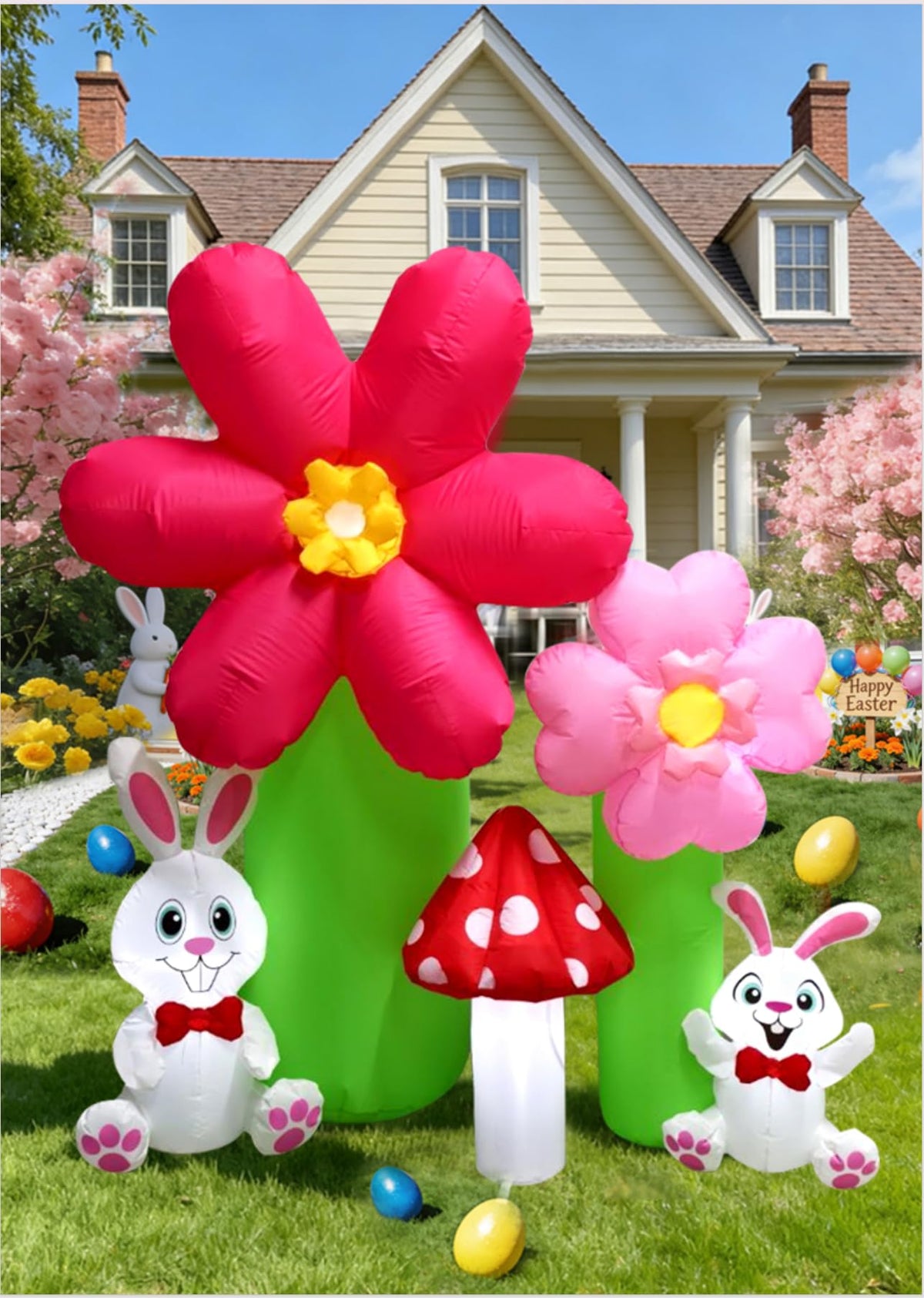 Solivaga 6FT Easter Bunny inflatable brightens your lawn with festive charm.