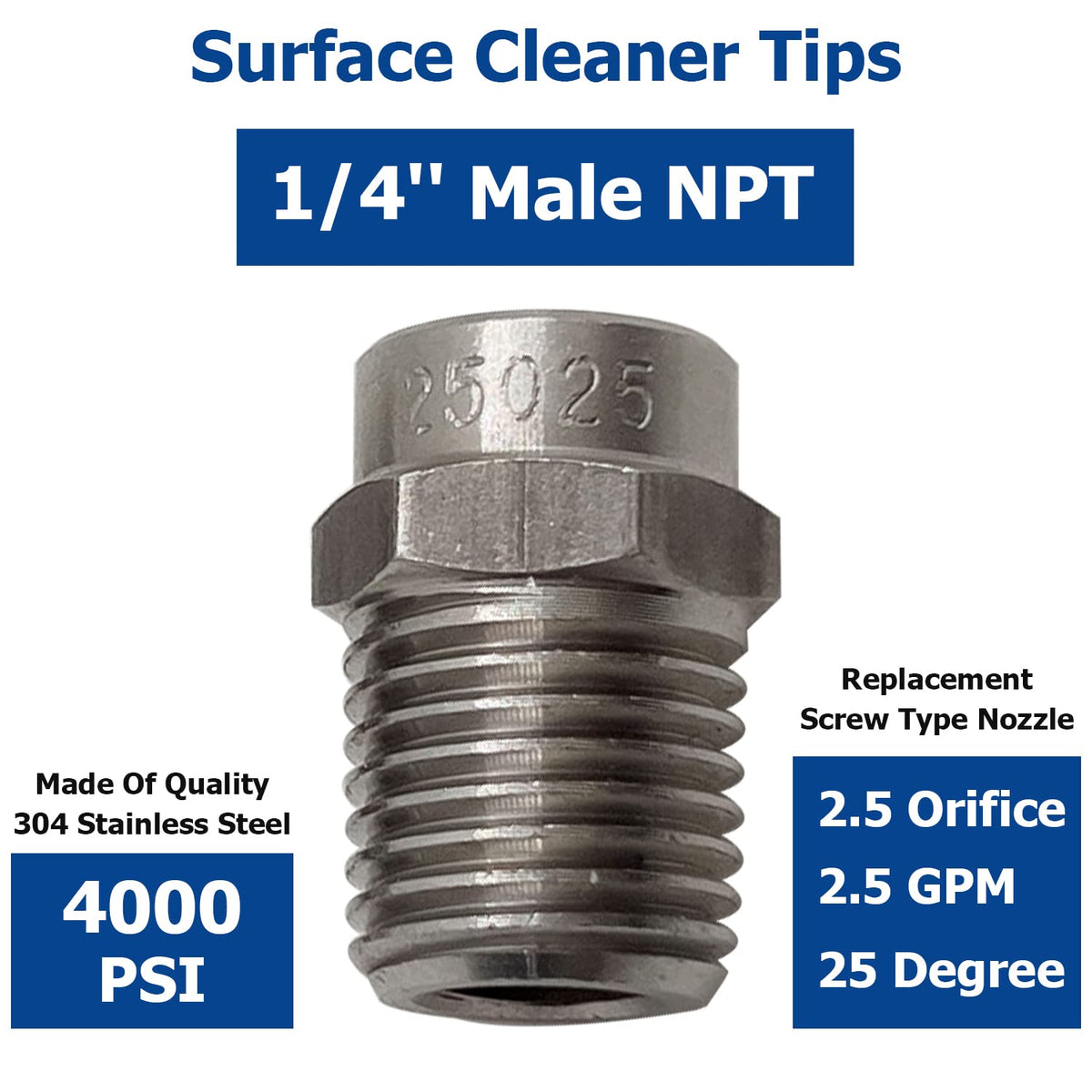 Solivede 25025 nozzle with 2.5 GPM flow for even coverage