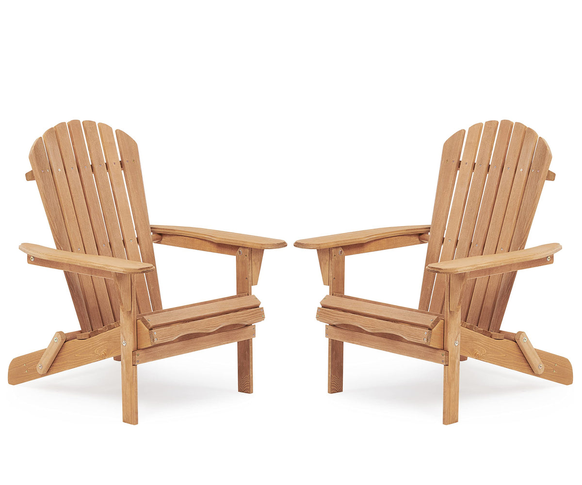 SoliWood outdoor folding Adirondack chairs set folded for compact storage