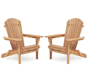 SoliWood outdoor folding Adirondack chairs set folded for compact storage