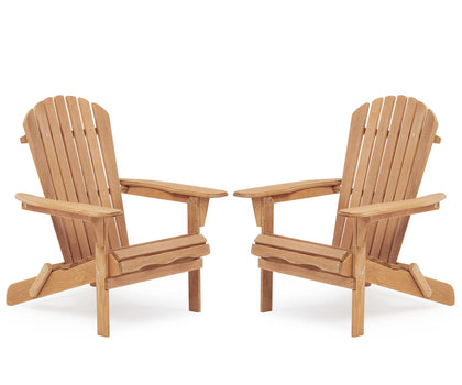 SoliWood outdoor folding Adirondack chairs set folded for compact storage