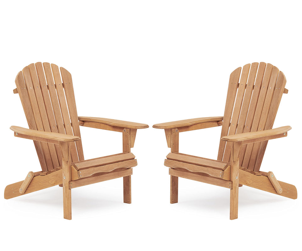 SoliWood outdoor folding Adirondack chairs set folded for compact storage
