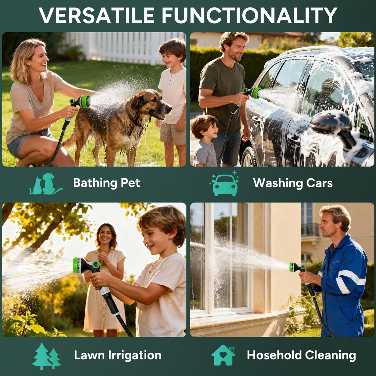 SOLMIO 10-function nozzle in action supports plant care and cleaning tasks