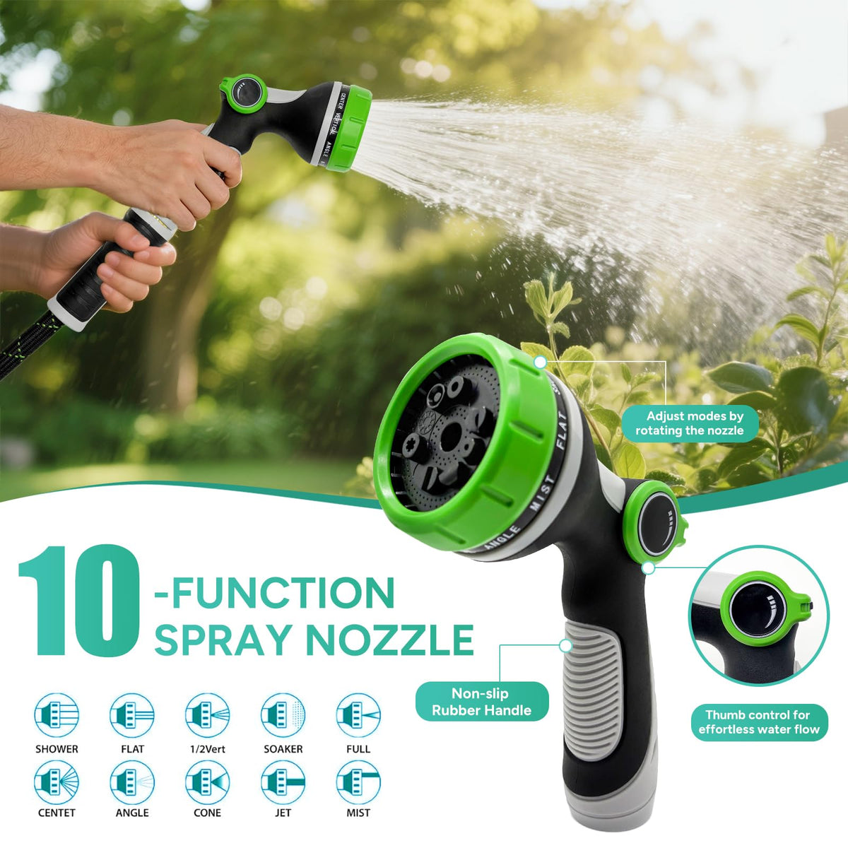 SOLMIO thumb-control nozzle enabling easy one-handed adjustment