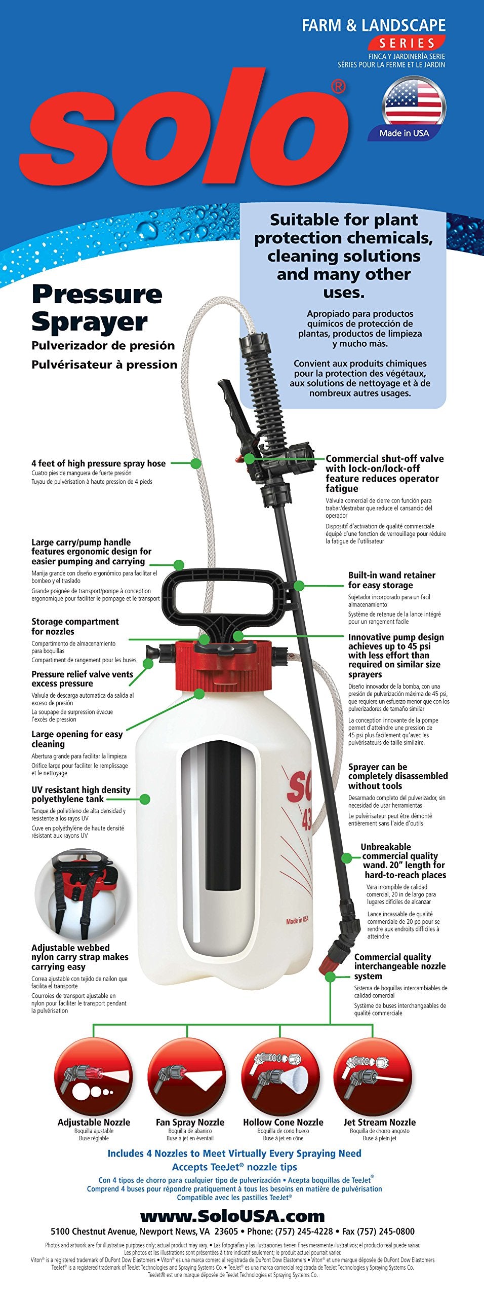 SOLO 430-1G sprayer funnel top enabling quick filling and cleaning.
