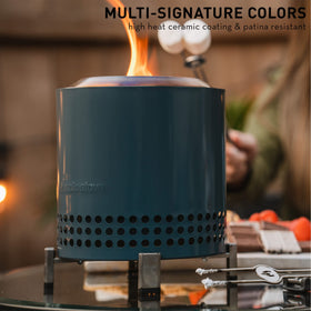 Camping and patio setup featuring the Mesa XL as a portable heat source
