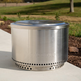 Solo Stove Yukon lid adds a modern centerpiece to outdoor patio.
