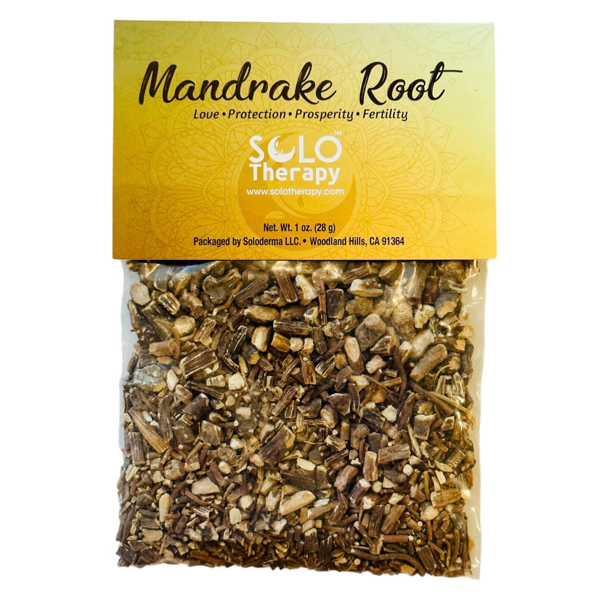 Solo Therapy mandrake dried cut root for protective rituals and traditional practice.