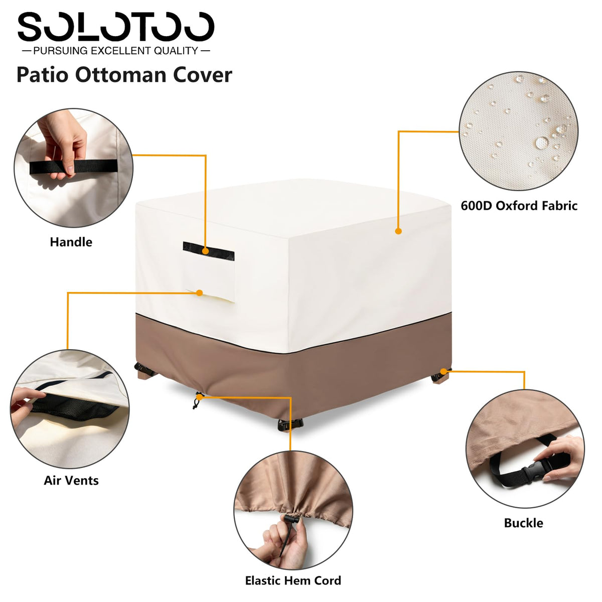 SoloToo ottoman cover mesh vents promote airflow to prevent moisture buildup.