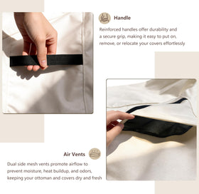 SoloToo ottoman cover storage bag included for neat, compact storage when not in use.
