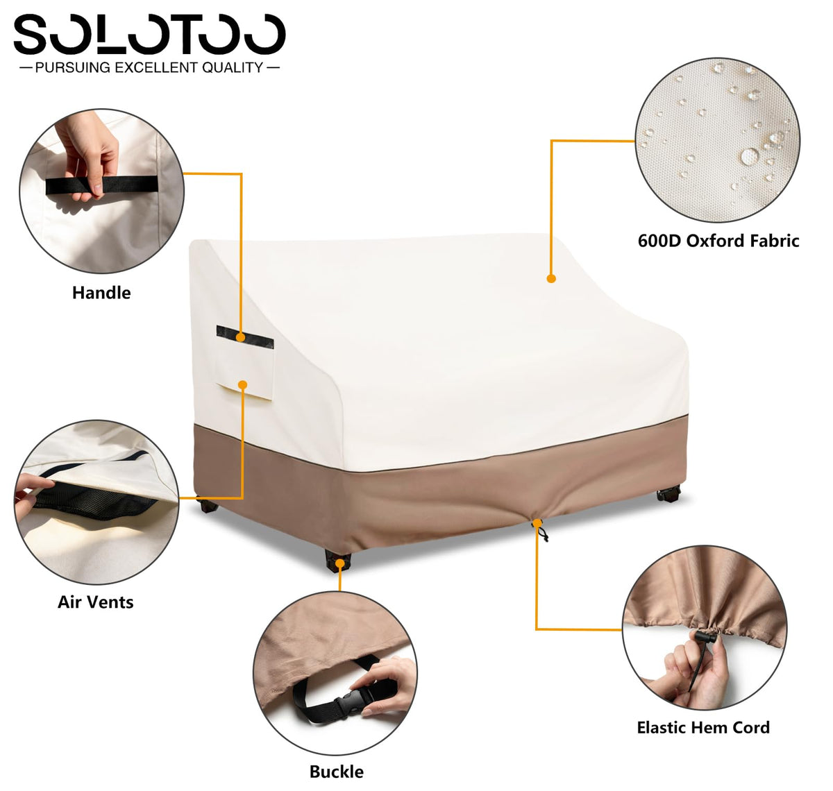 SoloToo couch cover featuring grab handles for easy removal and maintenance