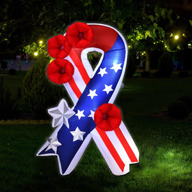 Solsew American flag ribbon design inflatable creates eye-catching Memorial Day display.