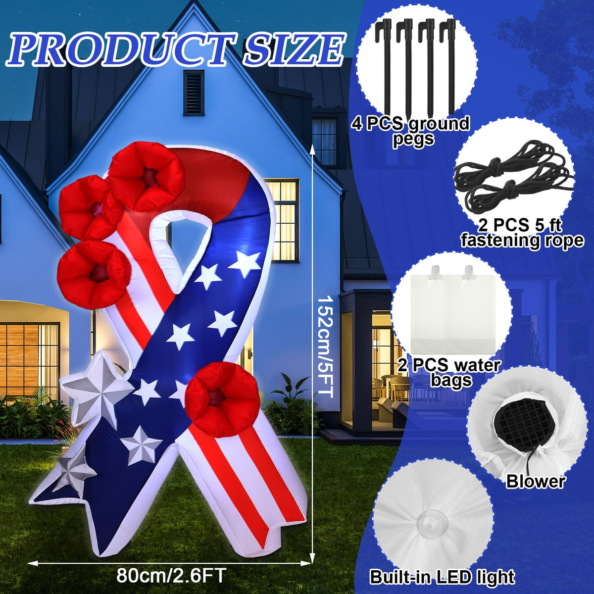 Solsew LED flag inflatable lights the yard at night for vibrant visibility.
