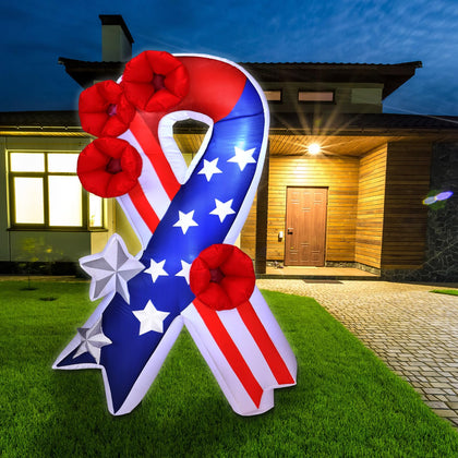 Solsew Memorial Day flag inflatable stands 5 ft for outdoor patriotic display.