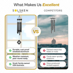 Rust-proof aluminum tubes of Solsken Home wind chimes in black