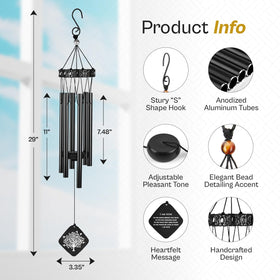 Outdoor porch installation of Solsken Home wind chimes in black
