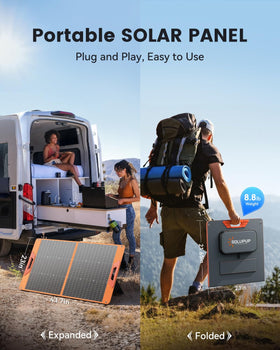 SOLUPUP 100W folded compact size fits small storage spaces.
