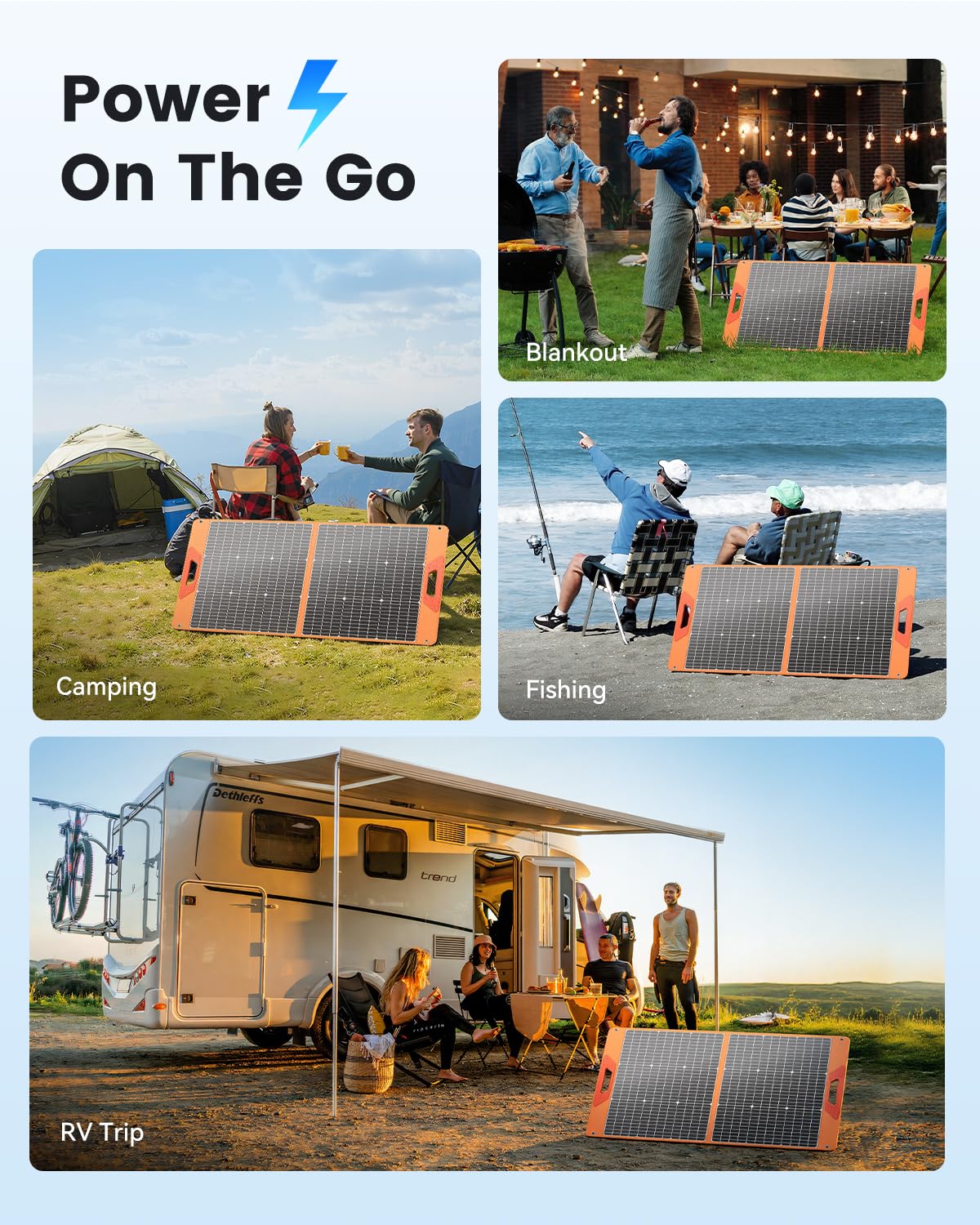 SOLUPUP 100W suited for RV trips and boating adventures outdoors.
