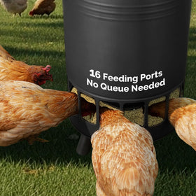 Solution4Patio 16-port feeding design promotes even access for the flock.