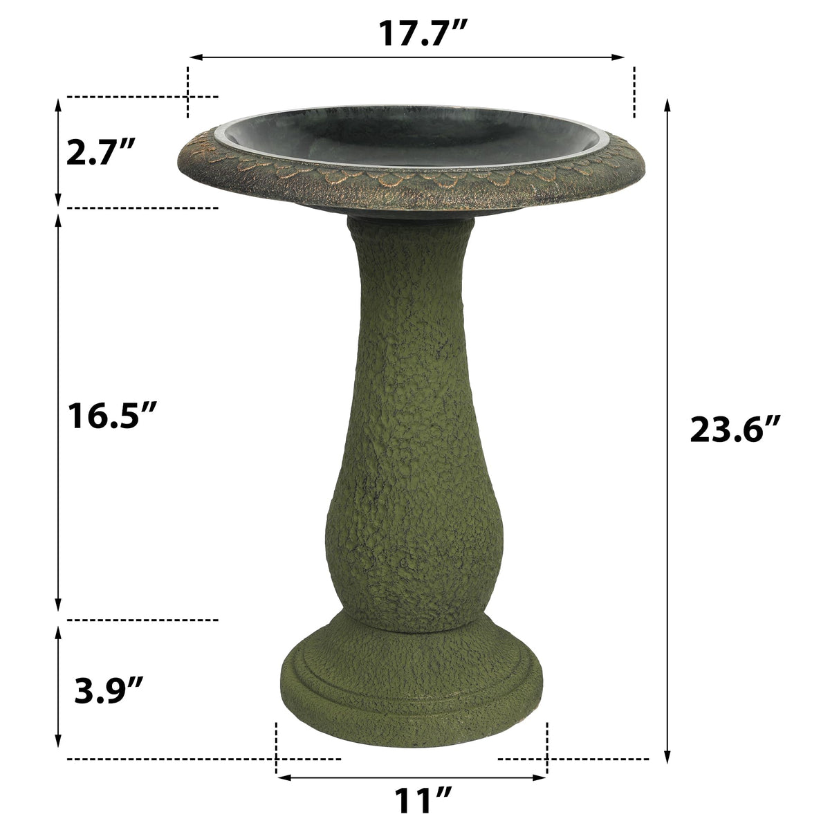 Solution4Patio bird bath 17.7-inch wide basin offers ample space