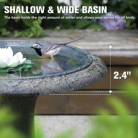 Solution4Patio bird bath weighted pillar base adds stability