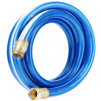 Solution4Patio blue garden hose 25 ft highlighting easy yard watering with kink-free flexibility