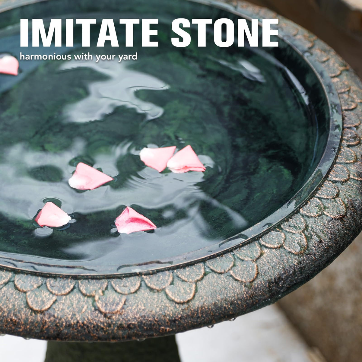 Solution4Patio bird bath with textured floor for safer bathing
